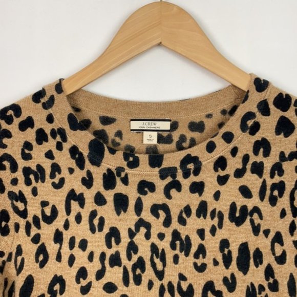 NWT J.Crew S 100% Cashmere Sweater Animal Leopard Print Short Sleeves - Picture 1 of 11